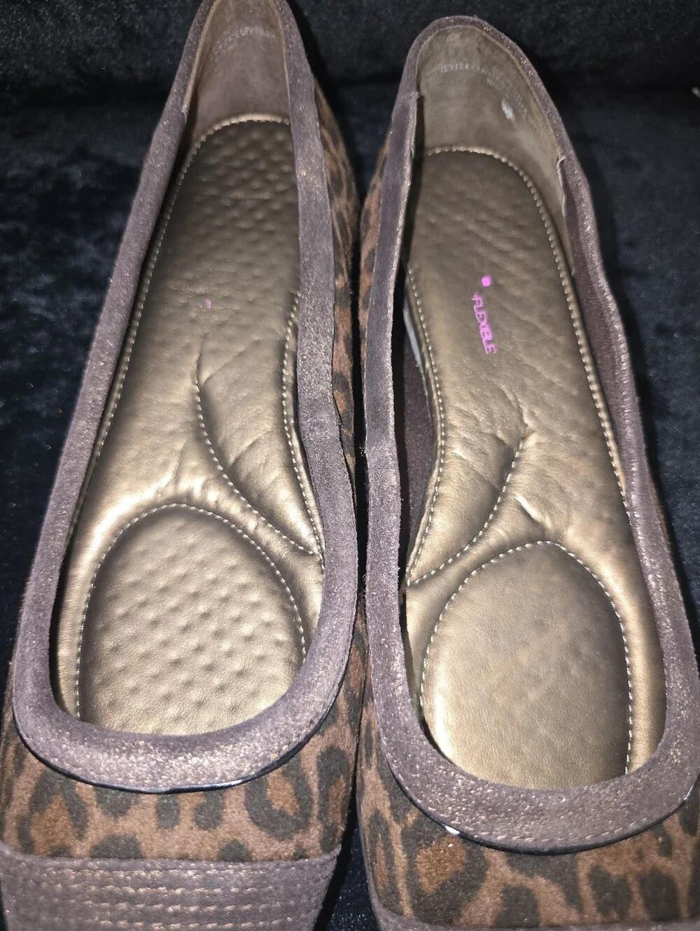 Comfort Plus Brown Leopard Print Soft Flexible Comfort Flats Size
